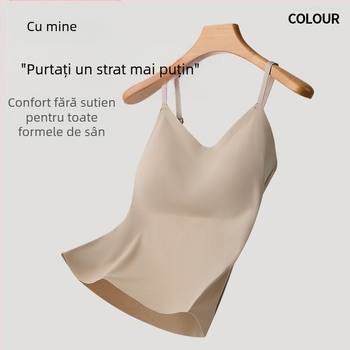 Camizolă lungă, stil popular transfrontalier, cu spate frumos, pentru femei, cupe fixe de vară, fără armătură, îmbrăcăminte exterioară fără cusături, mărime mare