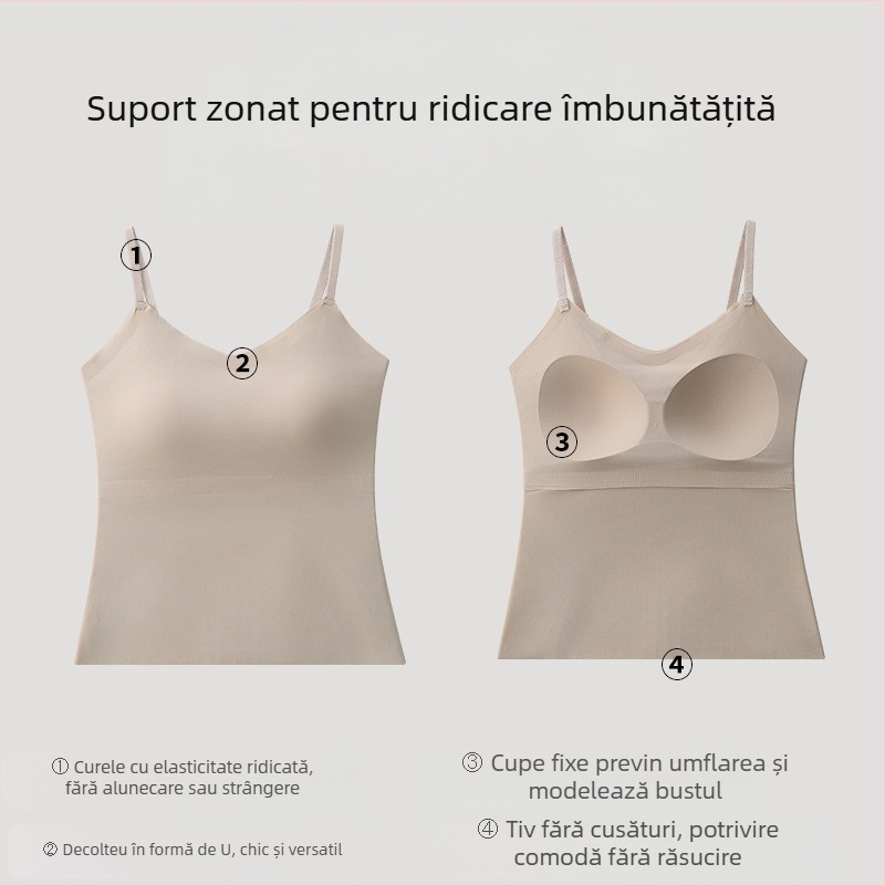 Camizolă lungă, stil popular transfrontalier, cu spate frumos, pentru femei, cupe fixe de vară, fără armătură, îmbrăcăminte exterioară fără cusături, mărime mare