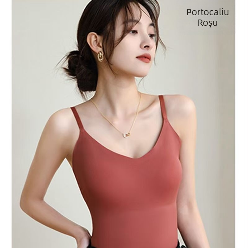 Camizolă lungă, stil popular transfrontalier, cu spate frumos, pentru femei, cupe fixe de vară, fără armătură, îmbrăcăminte exterioară fără cusături, mărime mare