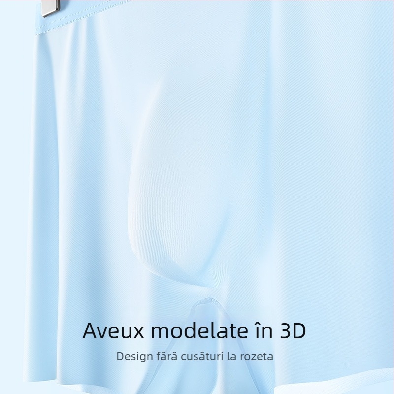 Lenjerie intimă pentru bărbați, pantaloni scurți de mătase glacială, fără urme, transparent, subțire, lenjerie intimă pentru bărbați Cool Sense 7A, boxeri antibacterieni și respirabili