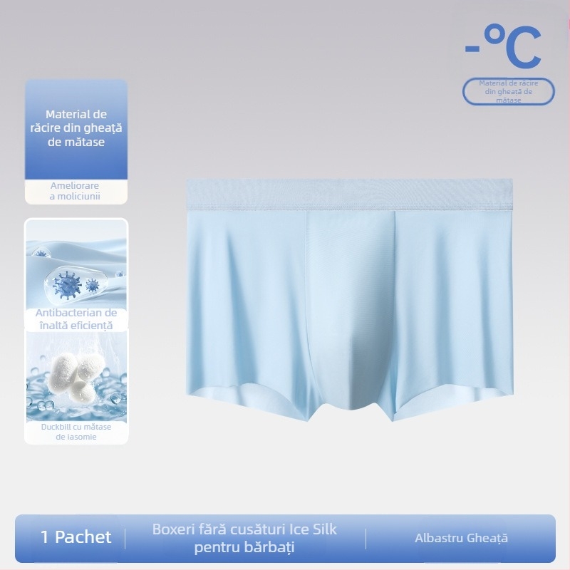 Lenjerie intimă pentru bărbați, pantaloni scurți de mătase glacială, fără urme, transparent, subțire, lenjerie intimă pentru bărbați Cool Sense 7A, boxeri antibacterieni și respirabili