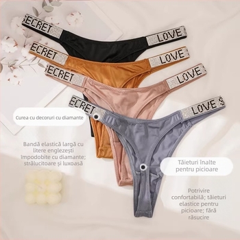 Pantaloni T sexy europeni și americani cu talie joasă, la modă, cu strasuri, tanga, sport, sexy, cu ridicare a șoldurilor, tanga invizibili