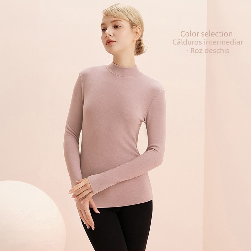 Tricou cu mânecă lungă pentru femei Derong, cu acid hialuronic, termic, pentru frumusețea pielii, 2024, toamna și iarna, nou, cu guler jumătate de broască țestoasă