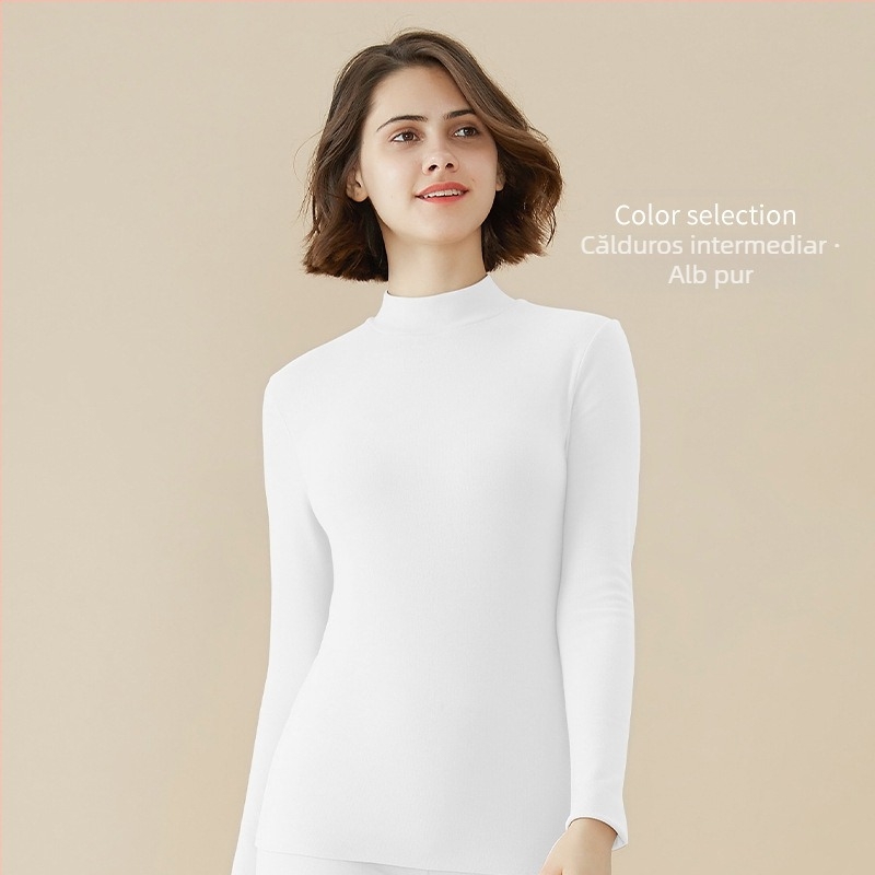 Tricou cu mânecă lungă pentru femei Derong, cu acid hialuronic, termic, pentru frumusețea pielii, 2024, toamna și iarna, nou, cu guler jumătate de broască țestoasă