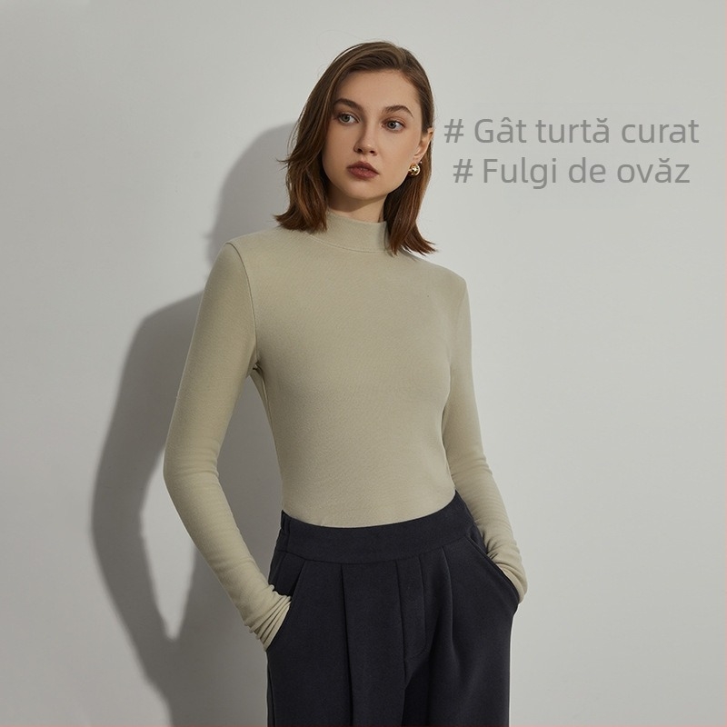 Tricou cu mânecă lungă pentru femei Derong, cu acid hialuronic, termic, pentru frumusețea pielii, 2024, toamna și iarna, nou, cu guler jumătate de broască țestoasă