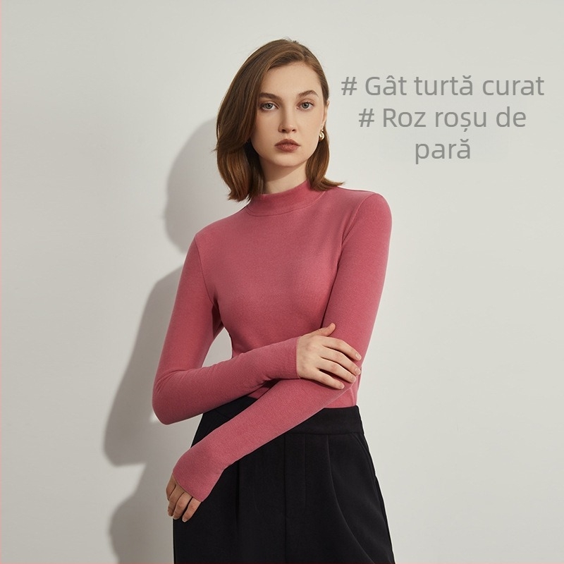 Tricou cu mânecă lungă pentru femei Derong, cu acid hialuronic, termic, pentru frumusețea pielii, 2024, toamna și iarna, nou, cu guler jumătate de broască țestoasă