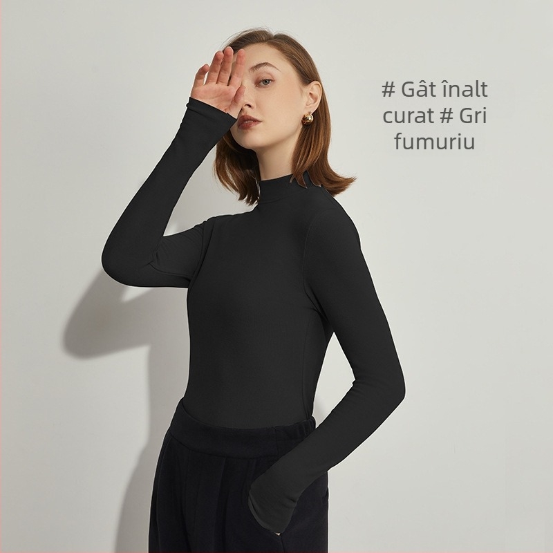 Tricou cu mânecă lungă pentru femei Derong, cu acid hialuronic, termic, pentru frumusețea pielii, 2024, toamna și iarna, nou, cu guler jumătate de broască țestoasă