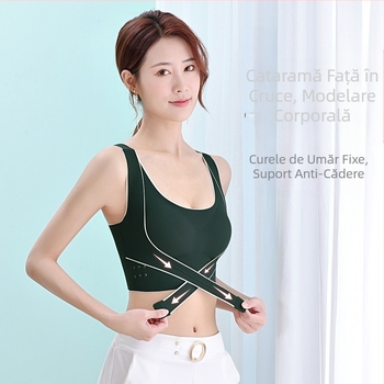 Sutien sport cu push-up pentru piept mic, o singură bucată, lenjerie intimă frumoasă pentru spate, anti-lăscere superioară, accesoriu pentru sâni, fără sudură, vestă