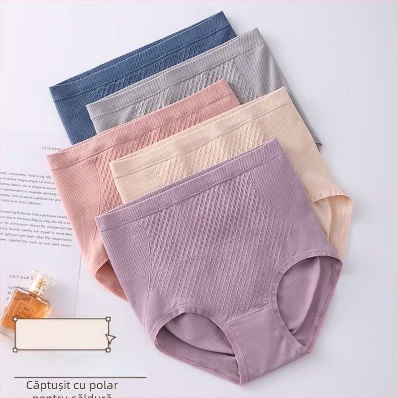 Lenjerie intimă pentru femei, căptușită cu fleece, de toamnă și de iarnă, din bumbac, talie înaltă, cu contractură la burtă, ridicare a șoldurilor, protecție la talie, chiloți calde și rezistente la frig