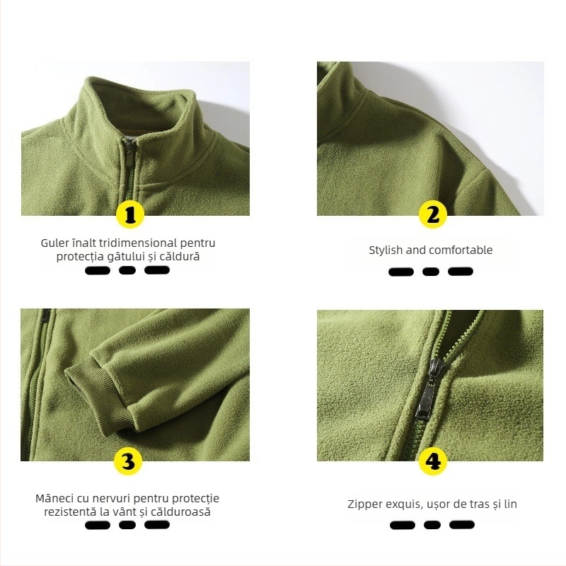 Toamna și iarna nou costum pentru bărbați, căptușit cu fleece, hanorac îngroșat, jachetă din fleece, jachetă cu fermoar larg, top la modă pentru fitness