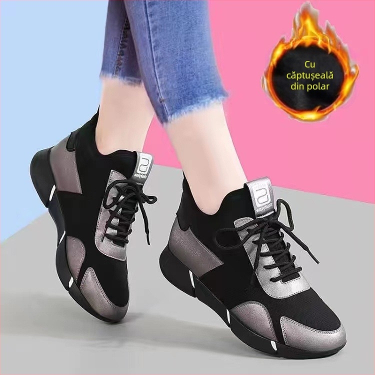 Pantofi de damă de primăvară și toamnă, plasă respirabilă, talpă moale, pantofi de mers din piele versatili, pantofi leneși fără slip, comerț exterior mărime mare