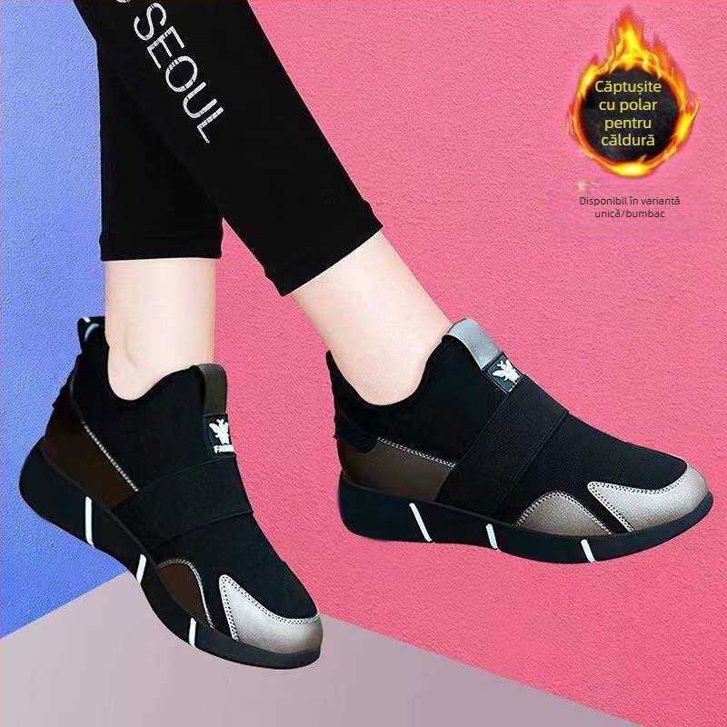 Pantofi de damă de primăvară și toamnă, plasă respirabilă, talpă moale, pantofi de mers din piele versatili, pantofi leneși fără slip, comerț exterior mărime mare