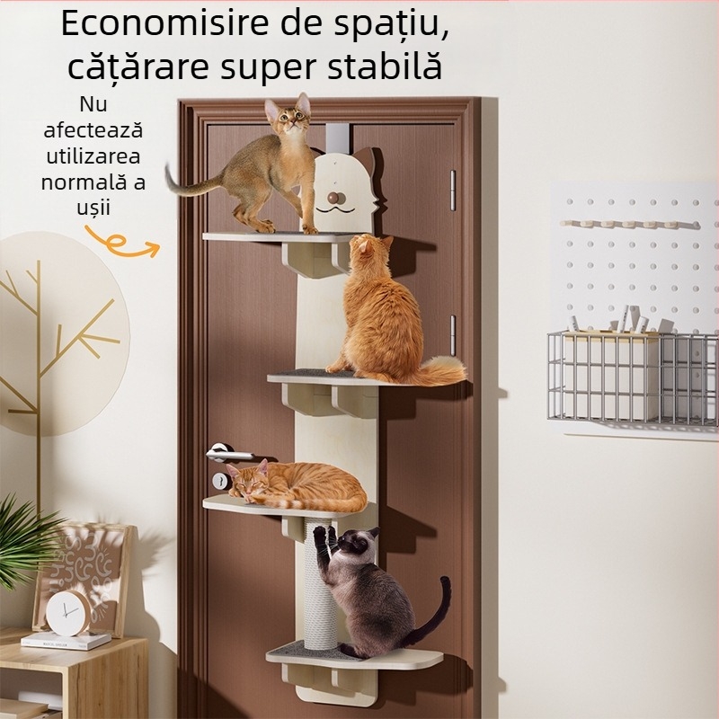 Suport de cățărat pentru pisici, tip perete, mic, nu gol, suspendat pe perete, ușă din lemn masiv, suport de cățărat pentru pisici, jucării pentru pisici, mobilier pentru pisici, ornamente