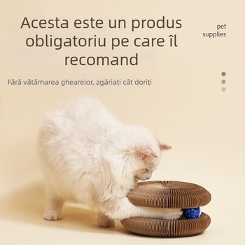 Organă magică, tablă de zgârieturi pentru pisici, jucărie pliabilă pentru pisici cu clopoțel, auto-reliefuire, gheare de măcinat pentru pisici, hârtie ondulată, rezistentă la zgârieturi, cuib de pisici