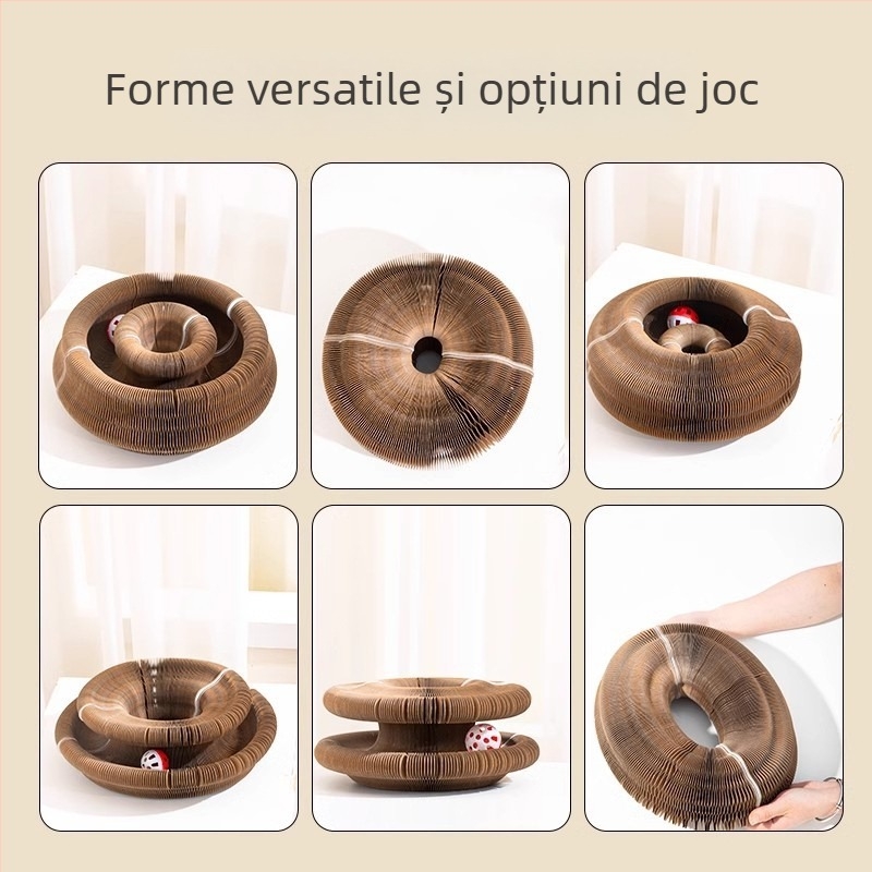 Organă magică, tablă de zgârieturi pentru pisici, jucărie pliabilă pentru pisici cu clopoțel, auto-reliefuire, gheare de măcinat pentru pisici, hârtie ondulată, rezistentă la zgârieturi, cuib de pisici