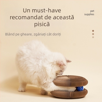 Organă pentru pisici, zgâriere, transformare jucărie pentru pisici cu clopoțel, gheare de șlefuit pentru pisici, cadru de cățărat din hârtie ondulată, auto-rezistent la zgârieturi, cuib de pisici
