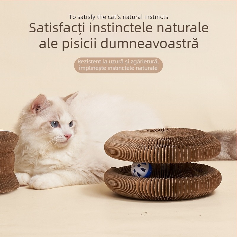 Organă pentru pisici, zgâriere, transformare jucărie pentru pisici cu clopoțel, gheare de șlefuit pentru pisici, cadru de cățărat din hârtie ondulată, auto-rezistent la zgârieturi, cuib de pisici