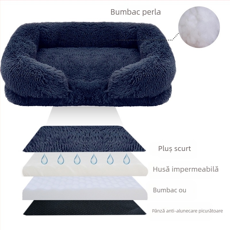 Cuib pătrat detașabil și lavabil transfrontalier, cuib pentru animale de companie, cuib pentru câini, pat pentru pisici Teddy, cuib pentru pisici, casă pentru câini, covoraș pentru animale de companie, livrare dintr-o singură bucată