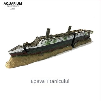 Ornamente de peisaj pentru acvarii, naufragiu, decorare, epava Titanicului, acvariu, simulare, naufragiu de fier Donic