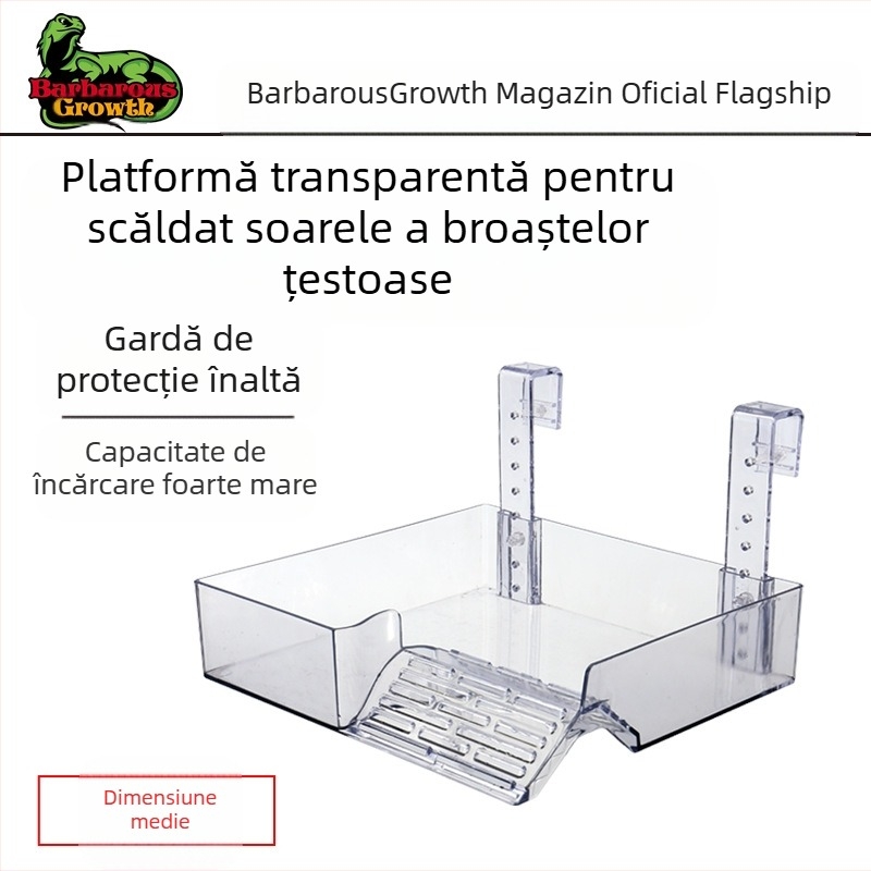 Masă de uscare acrilică pentru broaște țestoase braziliene, ghiveci de broaște țestoase pentru cățărat, peisaj, cutie de broaște țestoase transparentă, nivel ridicat al apei, insulă plutitoare, masă de broaște țestoase pentru uscare