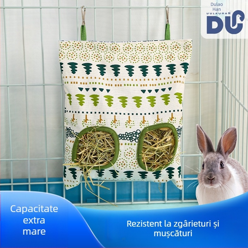 Hrănire cu fân pentru iepuri, sac de iarbă transfrontalier, rafturi pentru iarbă, en-gros, pentru iepuri, porcușori de Guineea, sac de hrănire cu fân agățat, sac de iarbă pentru iepuri