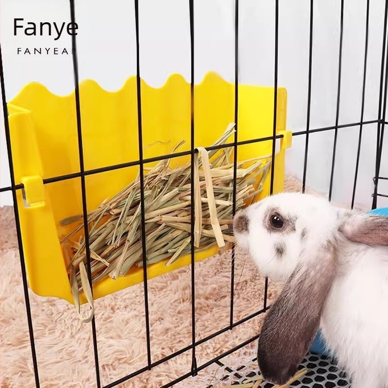 Livrare gratuită/Bol pentru hrană pentru animale de companie 10Y/Iepure A144 - Hrănitoare cu iarbă cu recipient de hrană încorporat pentru cobai