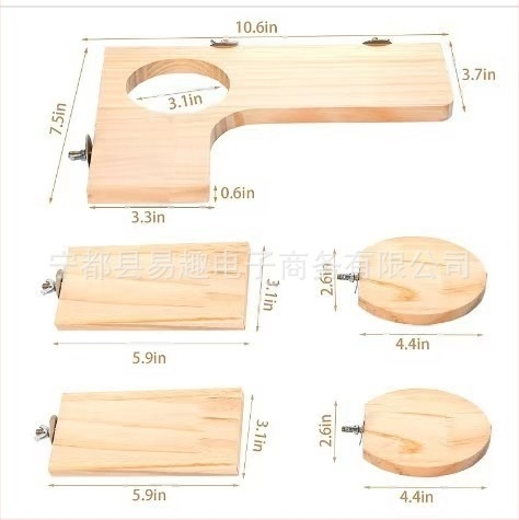 Set de 5 piese furnizat din fabrică, cu platformă de pin Honey Dai pentru papagal, hamster, chinchilla și veveriță.