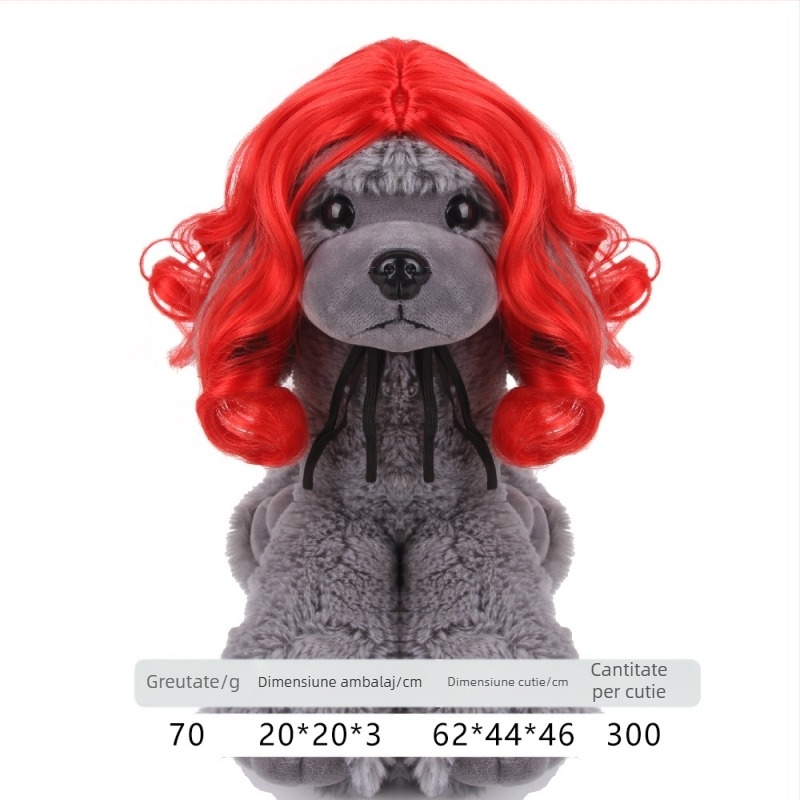 Perucă pentru animale de companie, coafură, câini, pisici, breton îngrijit, cap exploziv, rochie de pluș amuzantă, articole de sărbători