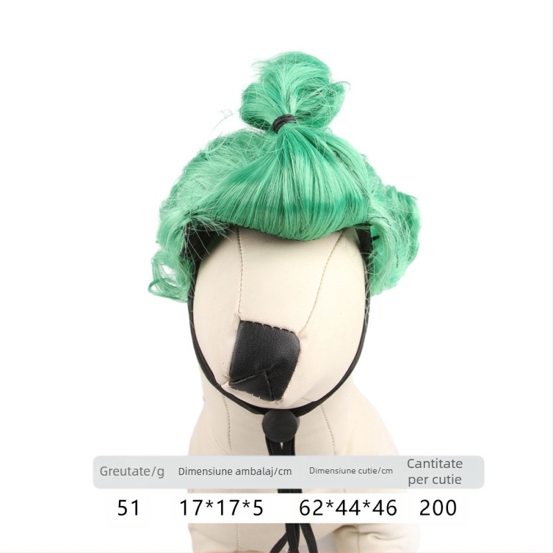 Perucă pentru animale de companie, coafură, câini, pisici, breton îngrijit, cap exploziv, rochie de pluș amuzantă, articole de sărbători