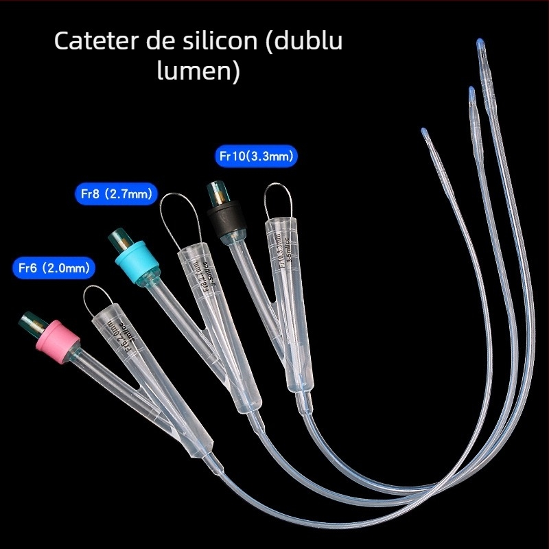 Cateter de unică folosință pentru animale de companie, cateter din silicon cu lumen dublu pentru câini, cu sac cu bilă umbrită, sac de drenaj pentru urinarea câinilor