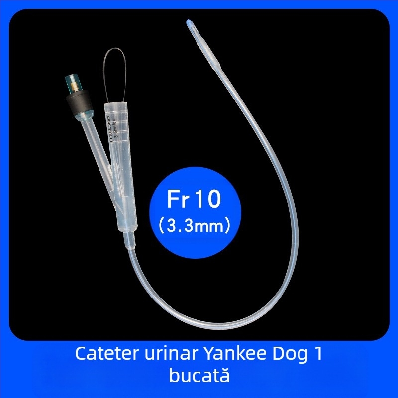 Cateter de unică folosință pentru animale de companie, cateter din silicon cu lumen dublu pentru câini, cu sac cu bilă umbrită, sac de drenaj pentru urinarea câinilor