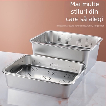 Tavă pătrată cu fund plat din oțel inoxidabil, tavă dreptunghiulară comercială, adâncire, perforare, bazin pătrat, bazin de scurgere, costum, bazin pentru legume prăjite