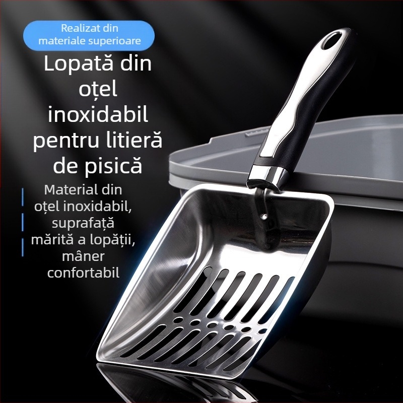 Lopată pentru așternut pentru pisici transfrontalieră, lopată pentru pisici din oțel inoxidabil, lopată pentru pisici, deodorant pentru așternut pentru pisici, instrumente de curățare en-gros din fabrică, articole pentru animale de companie