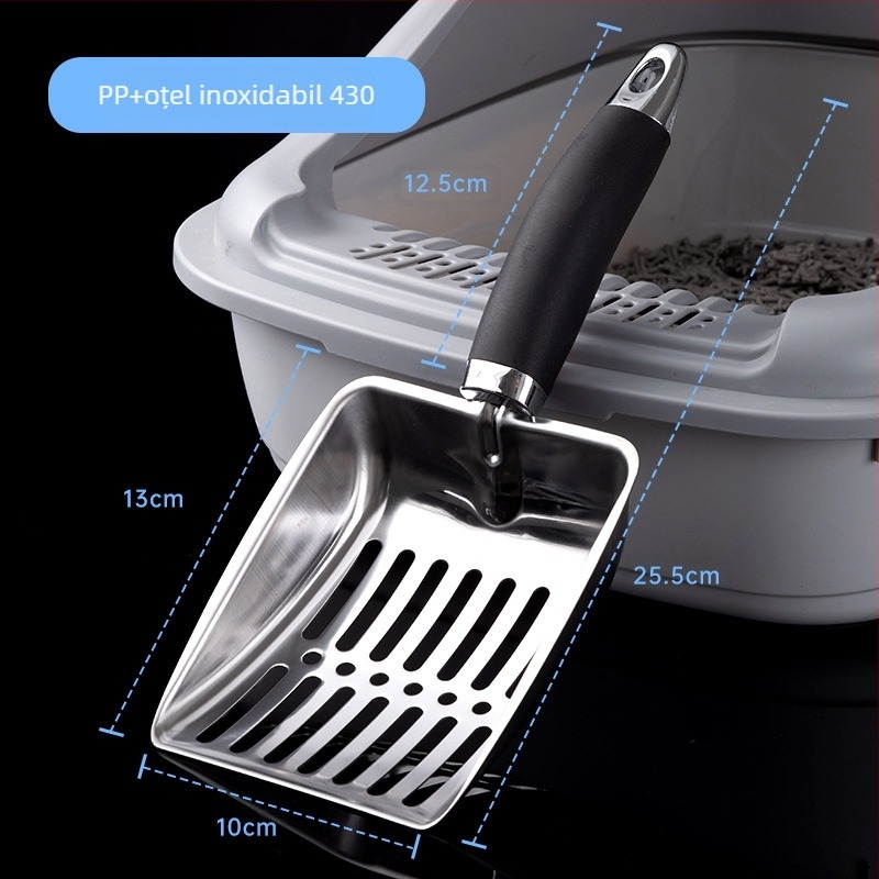 Lopată pentru așternut pentru pisici transfrontalieră, lopată pentru pisici din oțel inoxidabil, lopată pentru pisici, deodorant pentru așternut pentru pisici, instrumente de curățare en-gros din fabrică, articole pentru animale de companie