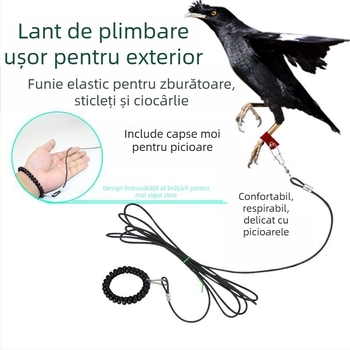 Coardă ușoară de zbor pentru păsări, cioară cu gât alb, coardă de mers pentru păsări, husă din piele catifea pentru picioare nerănite