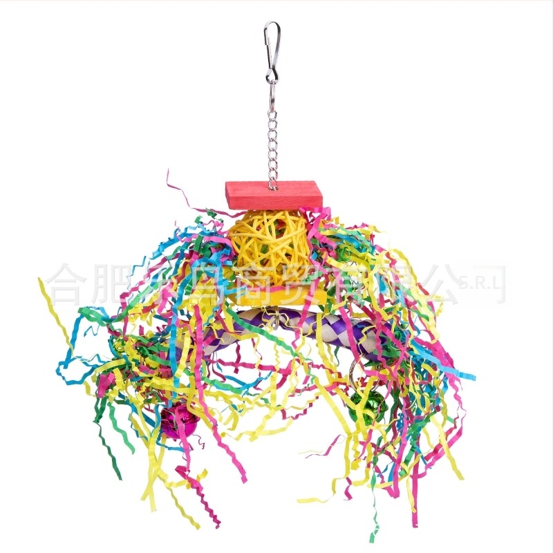 Set de 5 piese pentru papagal, jucărie de mestecat, jucărie de desen, set de degete, Zanthoxylum Bungeanum, set de jucării cu tub țesut din lemn, hârtie, mătase