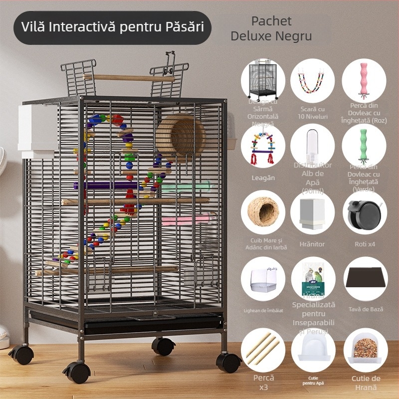 Colivie pentru păsări, stil nou, cruce de mătase, uz casnic, papagal, piele de tigru, bujor, Xuan Feng, graur, pasăre vie, soare mic, special, vilă mare