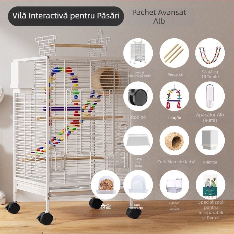 Colivie pentru păsări, stil nou, cruce de mătase, uz casnic, papagal, piele de tigru, bujor, Xuan Feng, graur, pasăre vie, soare mic, special, vilă mare