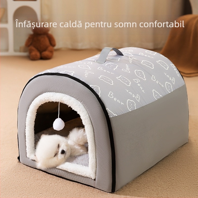 Kennel Four Seasons, pat universal detașabil și lavabil pentru câini, cald, de iarnă, tip casă, casă de câine de iarnă, cuib de pisică, provizii pentru câini mici