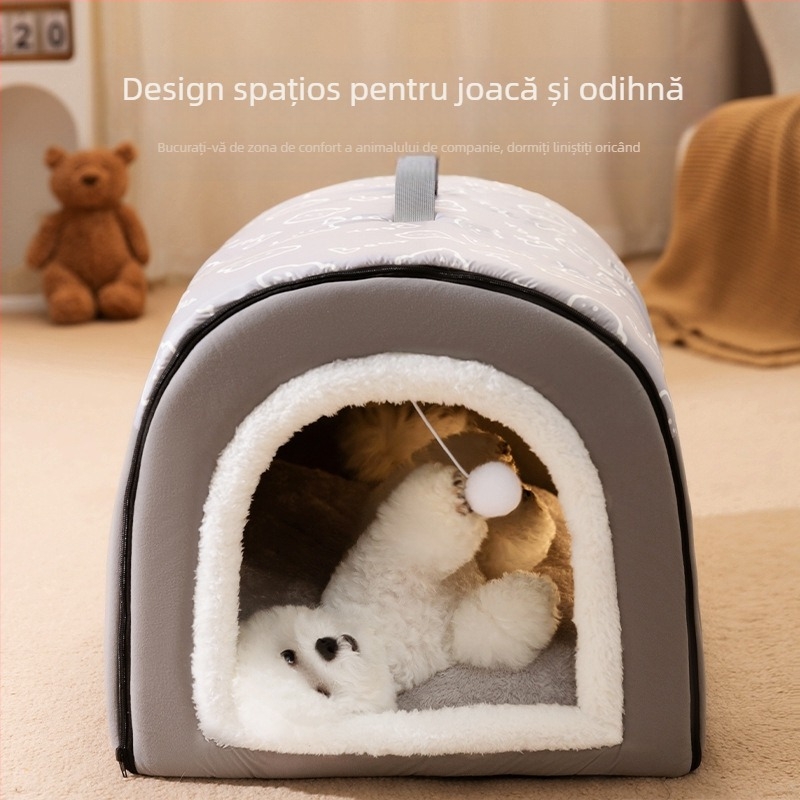 Kennel Four Seasons, pat universal detașabil și lavabil pentru câini, cald, de iarnă, tip casă, casă de câine de iarnă, cuib de pisică, provizii pentru câini mici