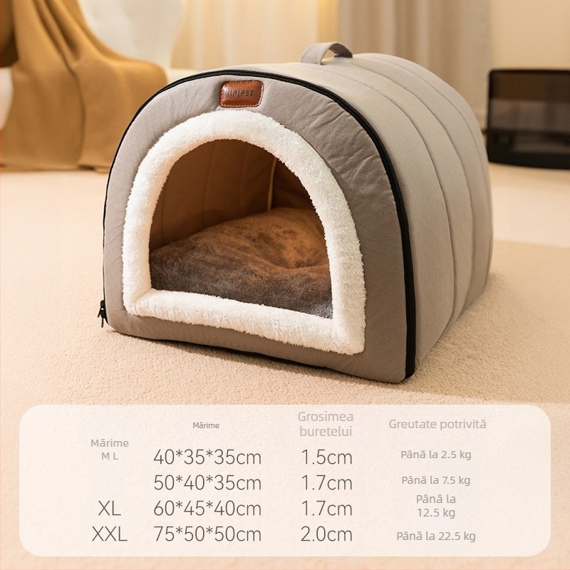 Kennel Four Seasons, pat universal detașabil și lavabil pentru câini, cald, de iarnă, tip casă, casă de câine de iarnă, cuib de pisică, provizii pentru câini mici