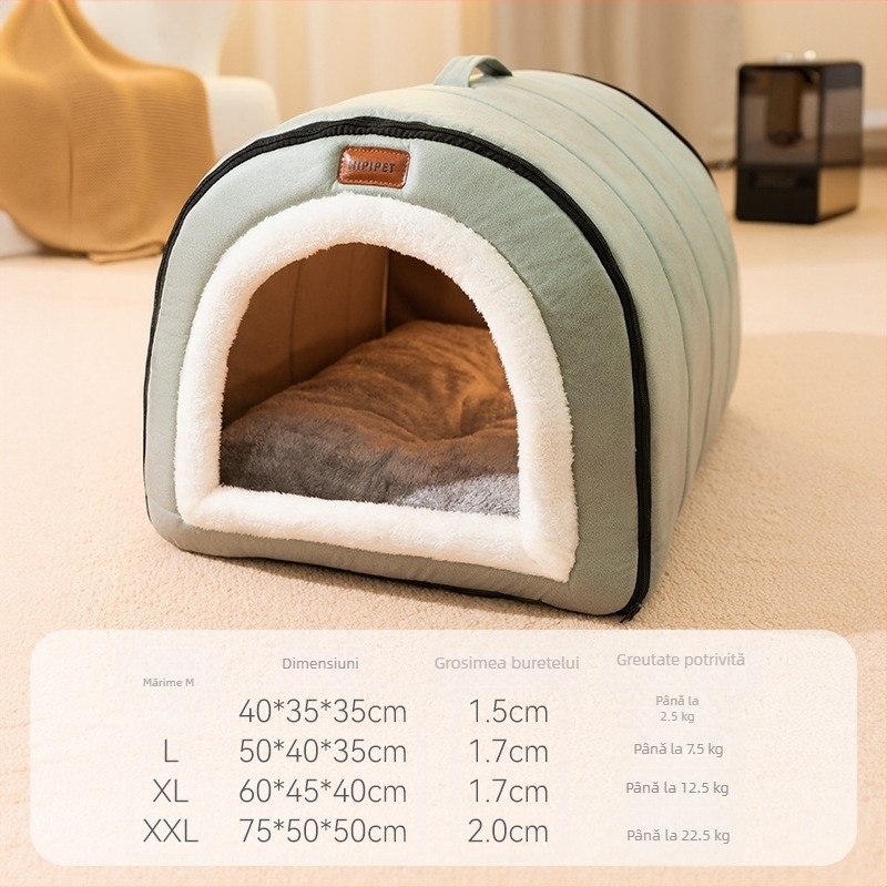 Kennel Four Seasons, pat universal detașabil și lavabil pentru câini, cald, de iarnă, tip casă, casă de câine de iarnă, cuib de pisică, provizii pentru câini mici