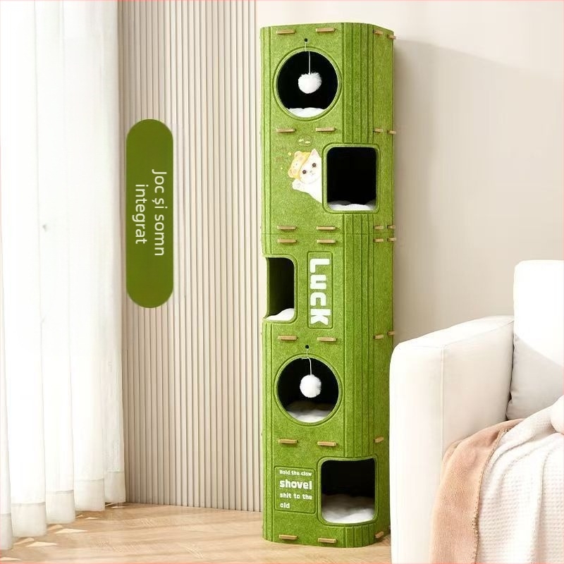 [Colecția 8218 People] Cadru de cățărat pentru pisici, copac pentru pisici integrat, gaură pentru copacul pentru pisici, cuib de pisici multistrat dublu pentru a-i menține cald iarna