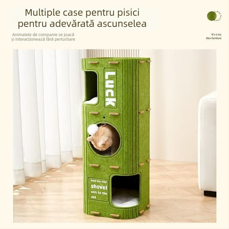 [Colecția 8218 People] Cadru de cățărat pentru pisici, copac pentru pisici integrat, gaură pentru copacul pentru pisici, cuib de pisici multistrat dublu pentru a-i menține cald iarna