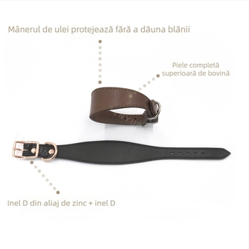 Zgardă din piele de vacă lărgită, protecție fină pentru câini, zgardă pentru animale de companie, zgardă anti-leziuni pentru ogari