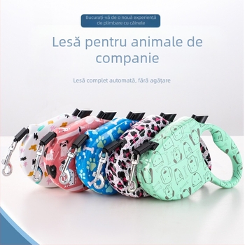 Lesă retractabilă automată transfrontalieră pentru animale de companie, retractor automat pentru câini, lesă nouă pentru plimbări cu câini, lesă pentru câini, lesă pentru animale de companie