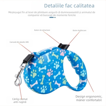 Lesă retractabilă automată transfrontalieră pentru animale de companie, retractor automat pentru câini, lesă nouă pentru plimbări cu câini, lesă pentru câini, lesă pentru animale de companie