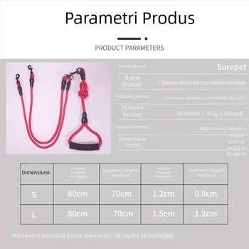 Detașabil pentru doi câini, o lesă cu două capete, pentru mersul pe jos, lesă pentru câini, lanț Teddy Golden Retriever, consumabile pentru câini mici și mari