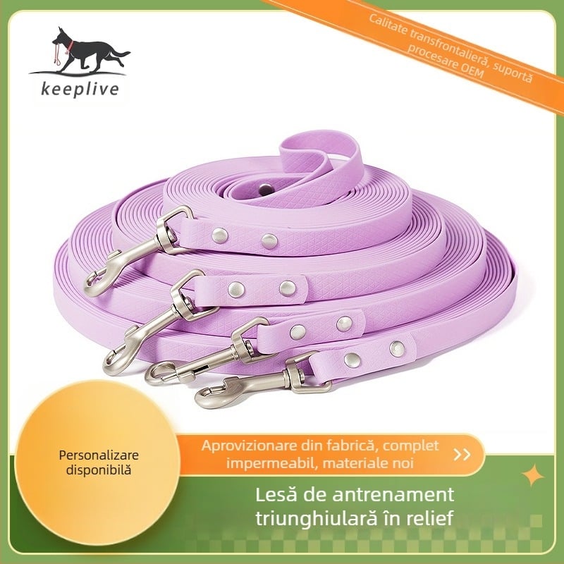 Frânghie de tracțiune pentru câini de companie, triunghiulară, în relief, curea de antrenament rezistentă la explozie, multifuncțională, pentru plimbări cu câini mici, medii și mari, lanț P