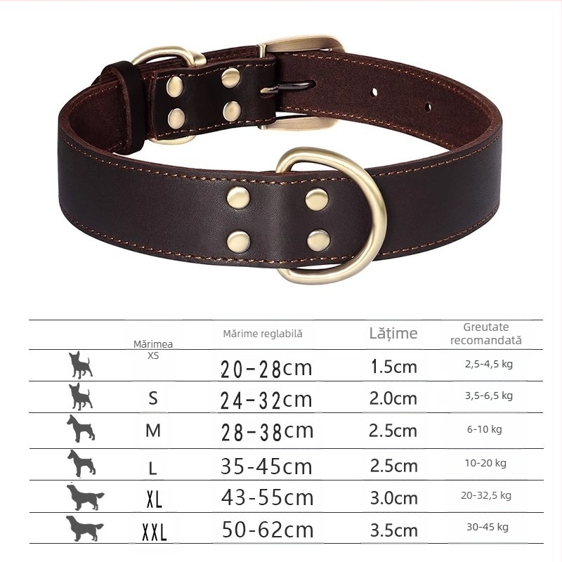 Zgarda pentru câini de companie, coarda de tracțiune din piele de vacă, gravare de marcă, anti-pierdere, Golden Retriever, inel de gât pentru câini de talie medie și mare